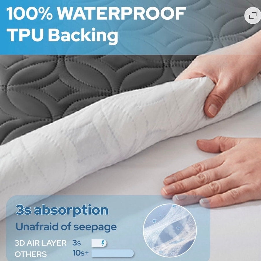 BRAND NEW ~ Gray QUEEN SIZE Waterproof Breathable Mattress Protector Soft Cover