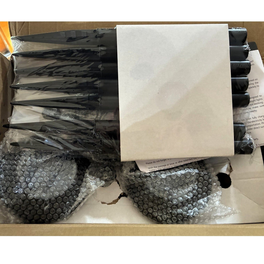 BRAND NEW ~ Set/7 Large Outdoor Solar Glass & Stainless Steel Pathway Lights