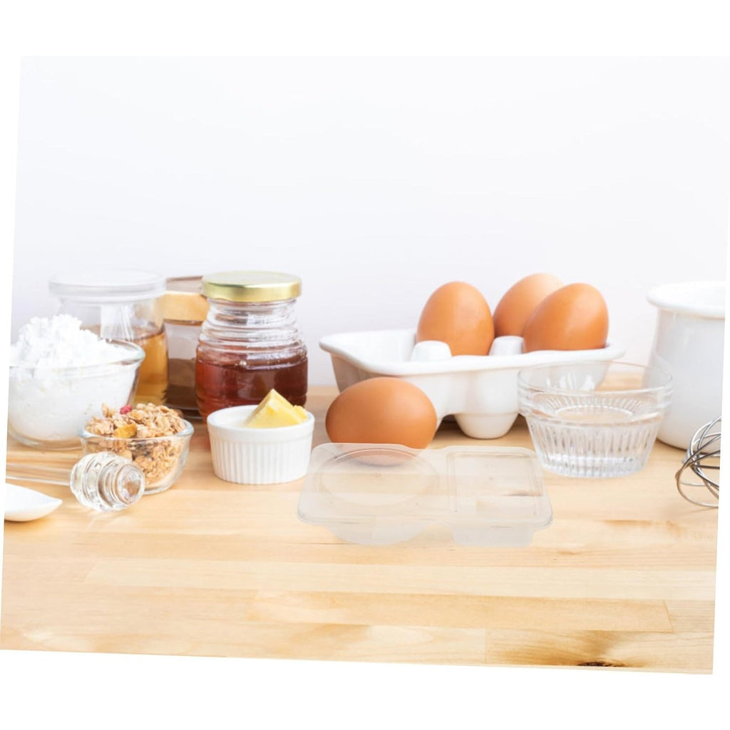 BRAND NEW ~ Set/8 Plastic Leakproof Condiment Double Containers 8 Lids & Sporks