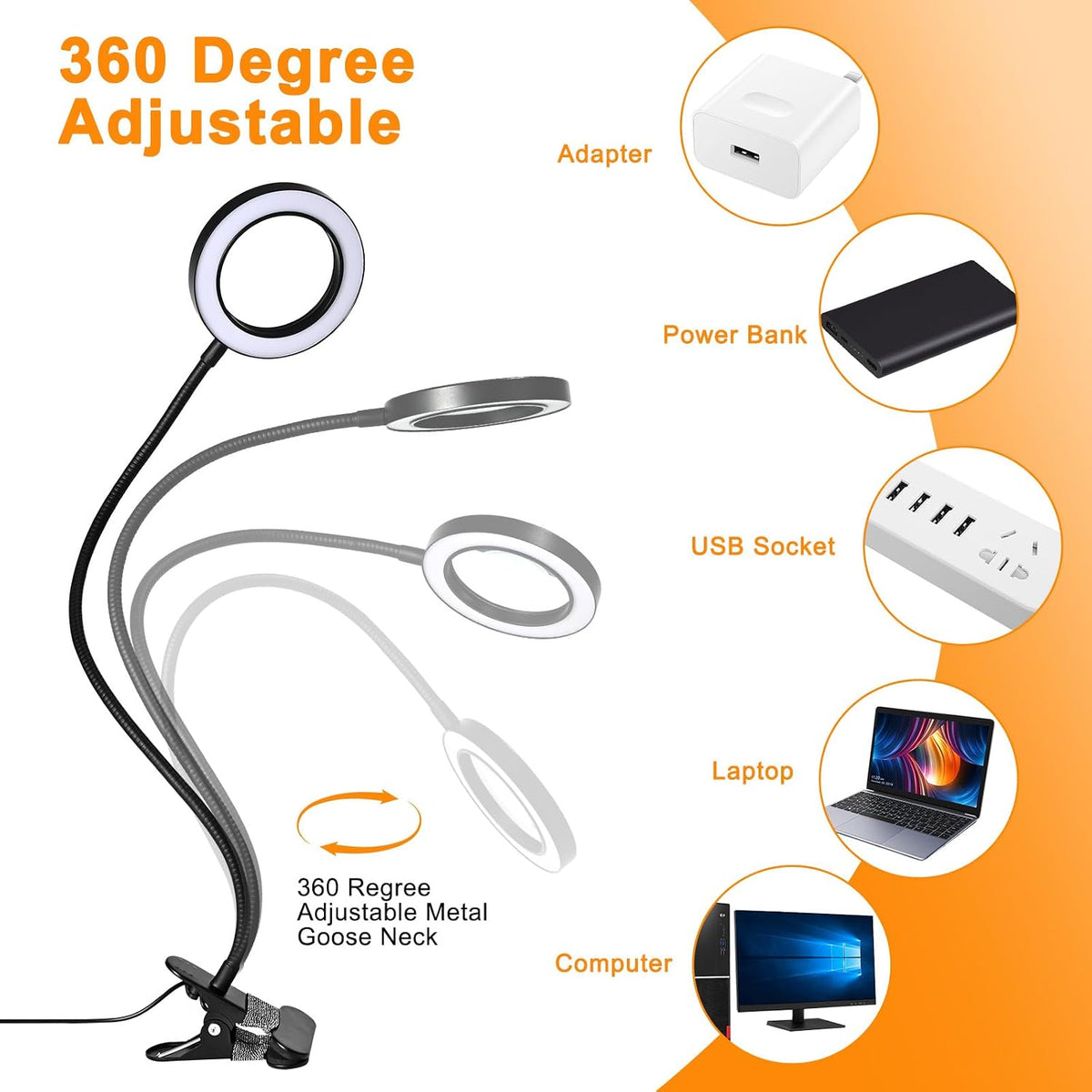 BRAND NEW ~ 10X Magnifying Glass with Light 2 in 1 Magnifying Desk Lamp Timer