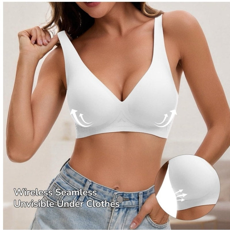 NWT ~ White Wireless Seamless Support Jelly Bra & Water Drop Cup ~ Plus Size 3X