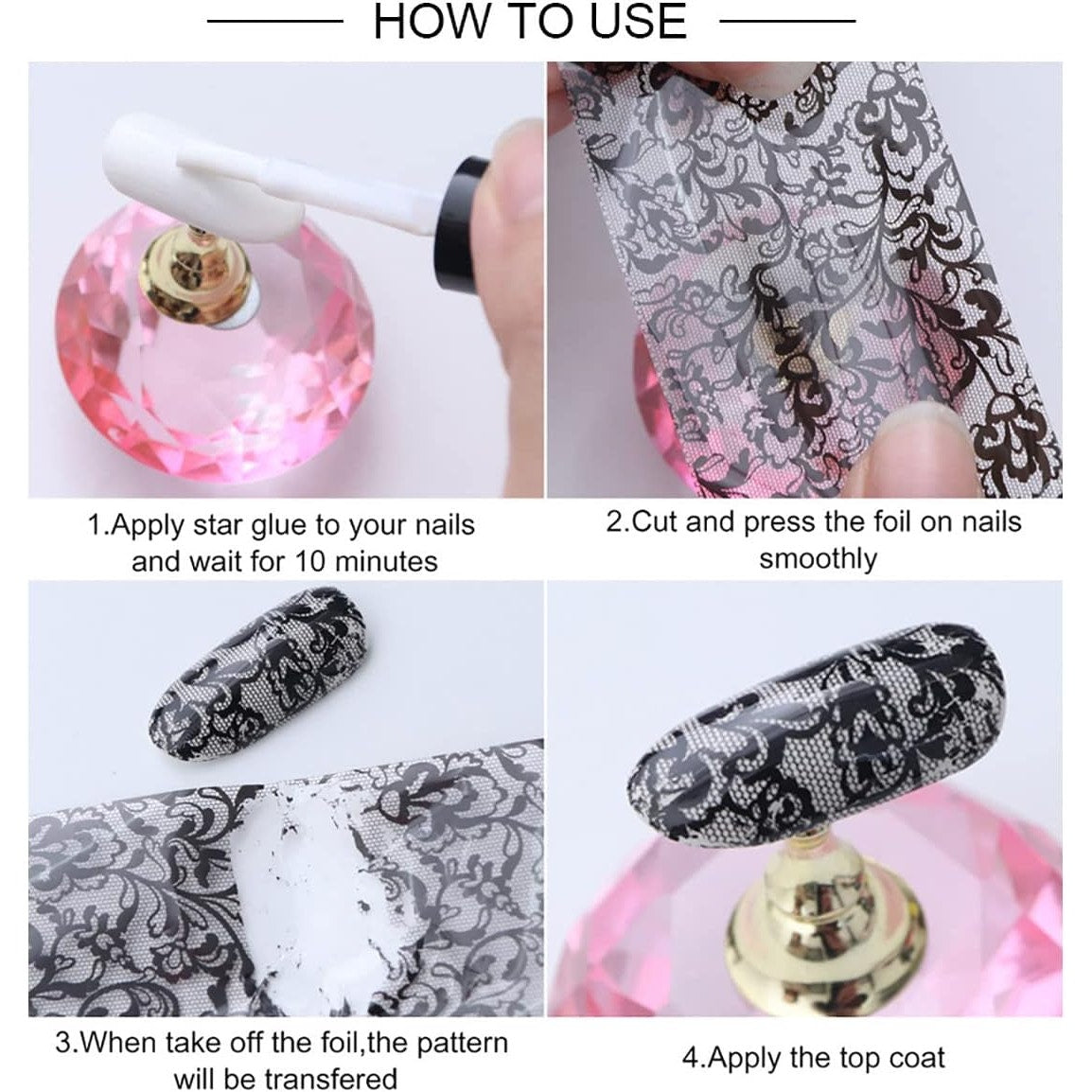 BRAND NEW ~ 10 Rolls Retro Nail Foil Holographic Paper Marble Transfer Decals