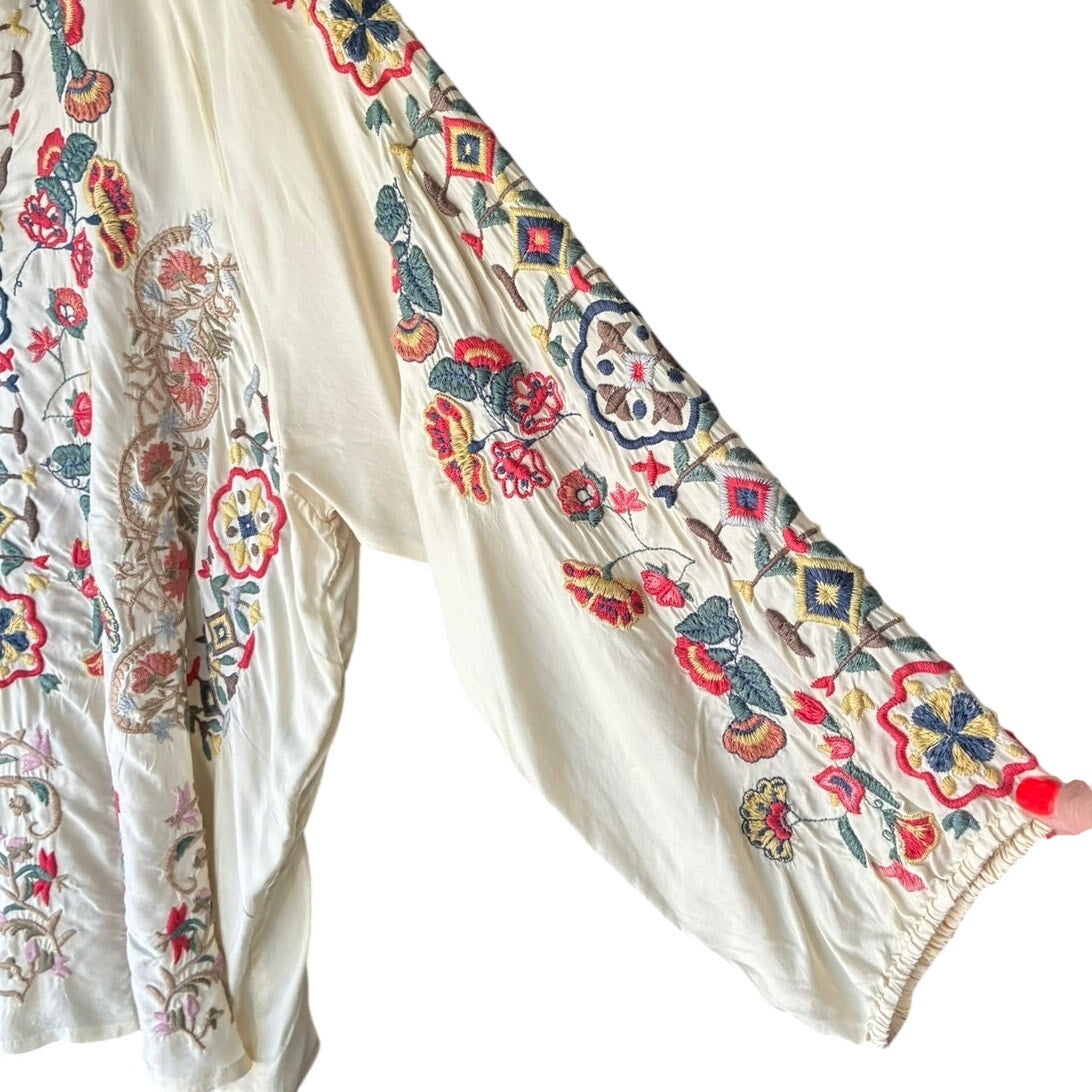 NWT ~ JOHNNY WAS Akira Embroidered Boho Biya Bohemian Blouse ~ Plus Size XXL