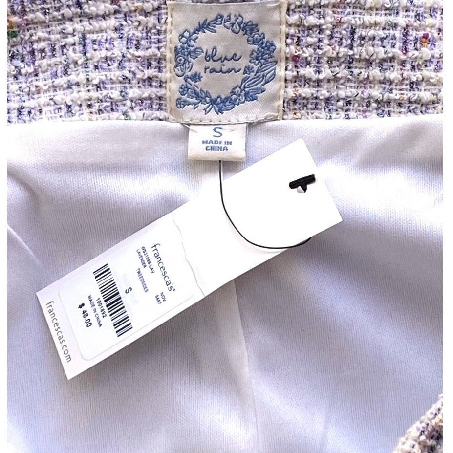 NWT ~ BLUE RAIN Francescas Lavender Tweed Front Slit Lined Mini Skirt ~ SMALL