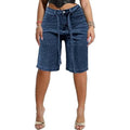 NWT ~ Women's Rhinestone Denim Stretchy High Waisted Bermuda Jean Shorts ~ 14