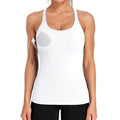 NWT ~ Women's White Ribbed Racerback Tank Top with Built In Bra ~ Ladies LARGE