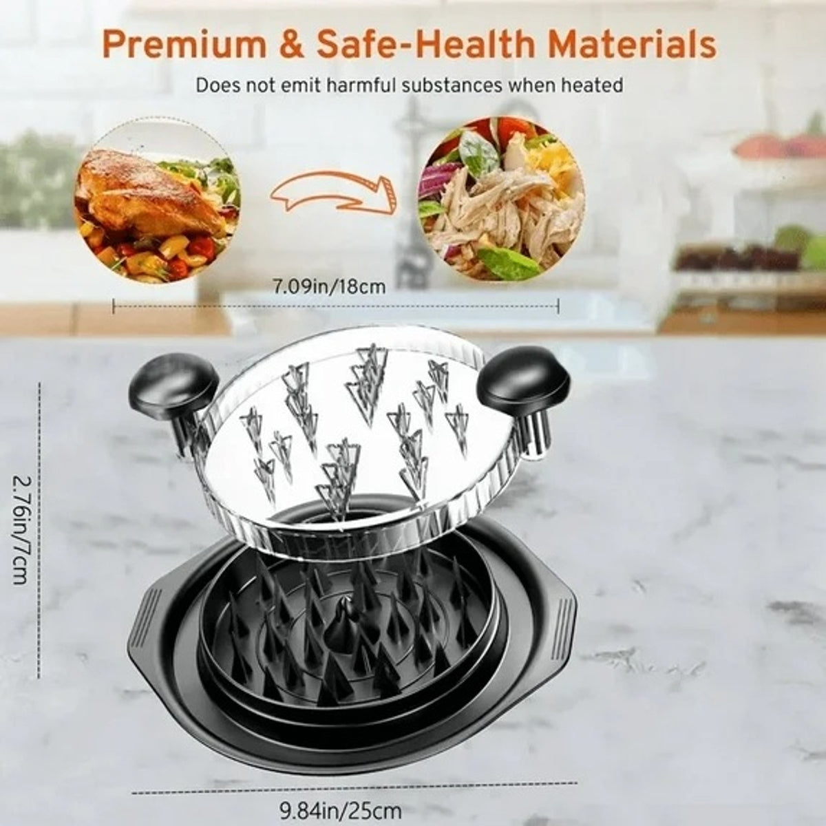 BRAND NEW ~ Modern Farmhouse Kitchen Red Chicken Shredder & Clear Cover 9.8x9.8"