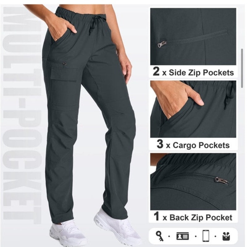 NWT ~ Women's Dark Gray UPF 50+ Quick Dry Breathable Hiking Cargo Pants ~ MEDIUM