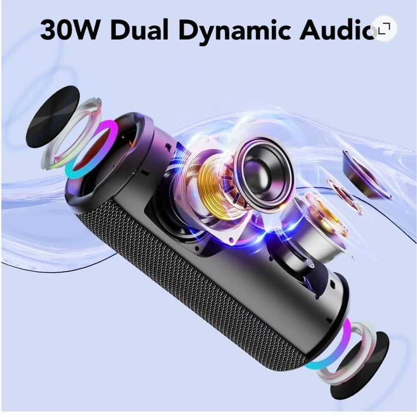 BRAND NEW ~ Black Portable Bluetooth Waterproof Loud LED Lights Wireless Speaker
