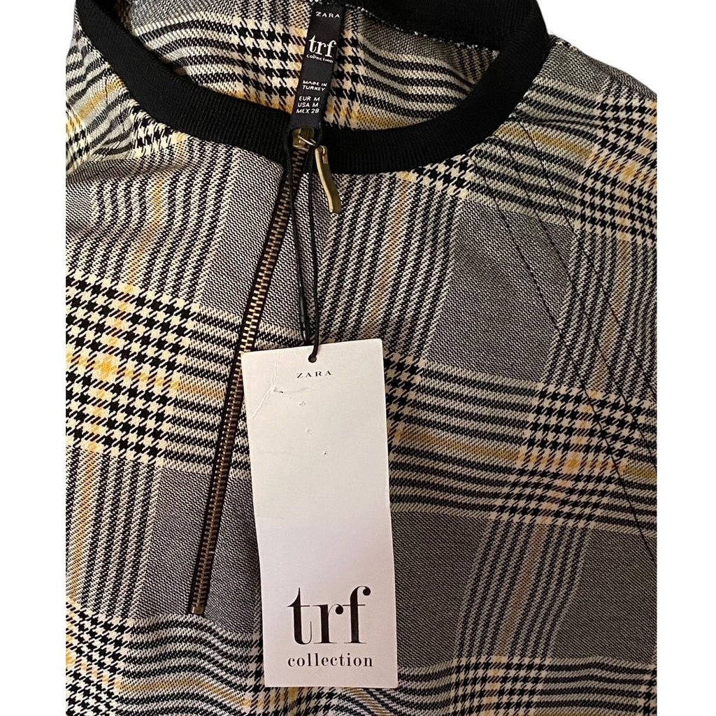 NWT ~ ZARA trf Collection Plaid Side Pockets Zip Front Mini Dress ~ Size MEDIUM