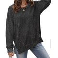 NWT ~ Distressed Black Oversized Sweatshirt Side Splits & Long Sleeve ~ LARGE