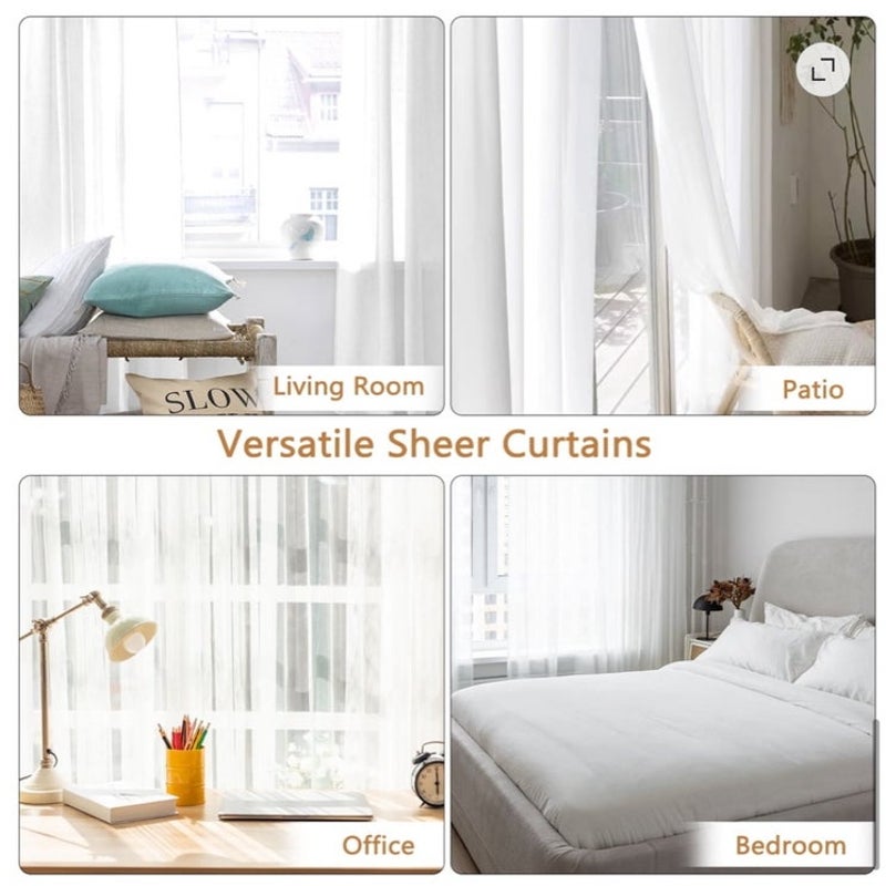 BRAND NEW ~ Sheer White Light Filtering Curtains Drapes 2 Panels ~ 52" x 84"