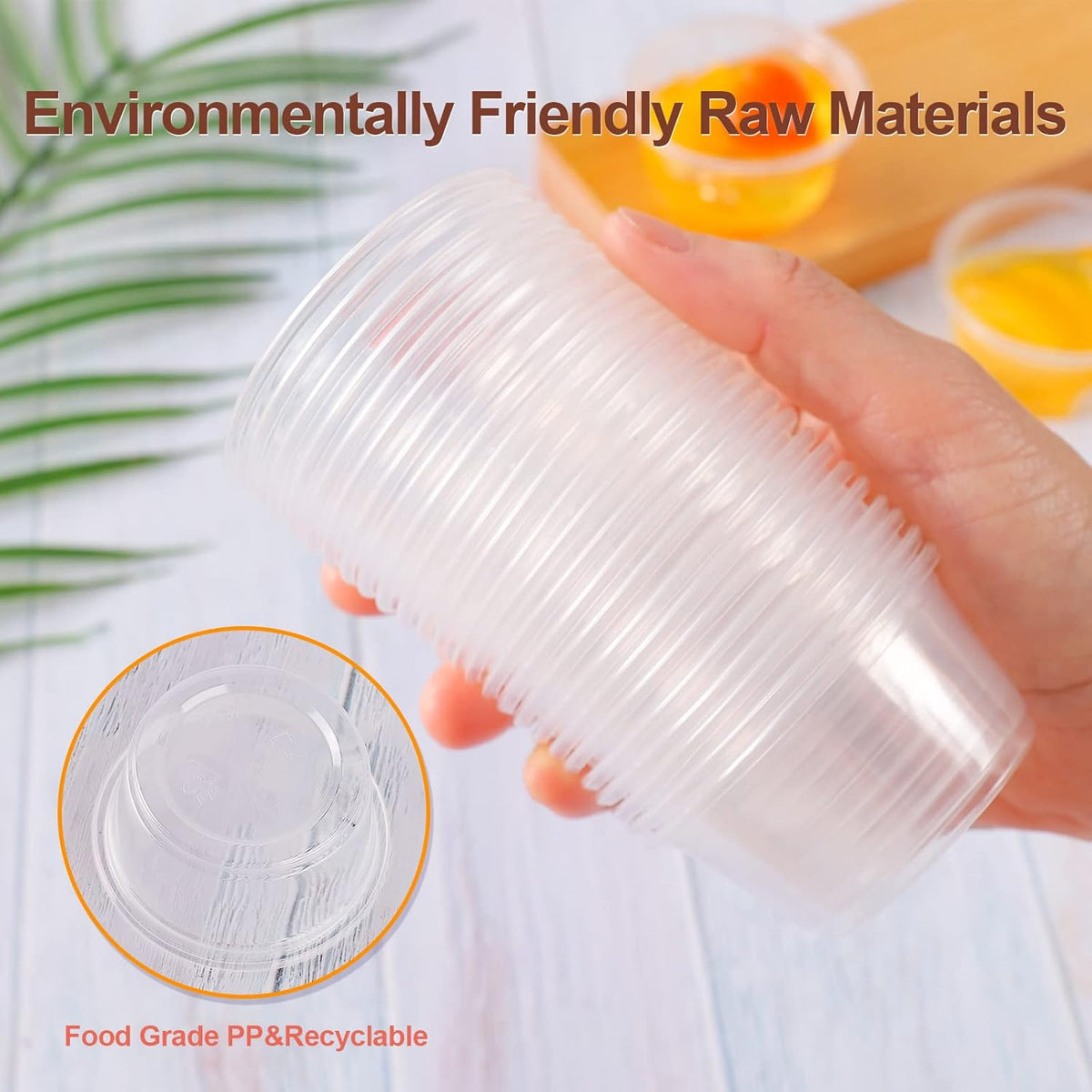 NWT ~ 200 Pack of 2-Ounce Clear Disposable Plastic Jello Shot Cups with Lids