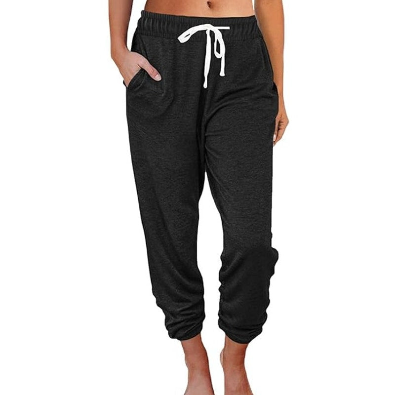 NWT ~ Women's Black Soft Activewear Sweatpants w/ Drawstring ~ LARGE