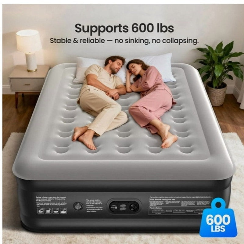 BRAND NEW ~ Black QUEEN Size 18" Elevated Inflatable Air Mattress Bed with Pump