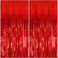 BRAND NEW ~ 2 Pack Red Metallic Foil Tinsel Fringe Curtain Props Backdrops