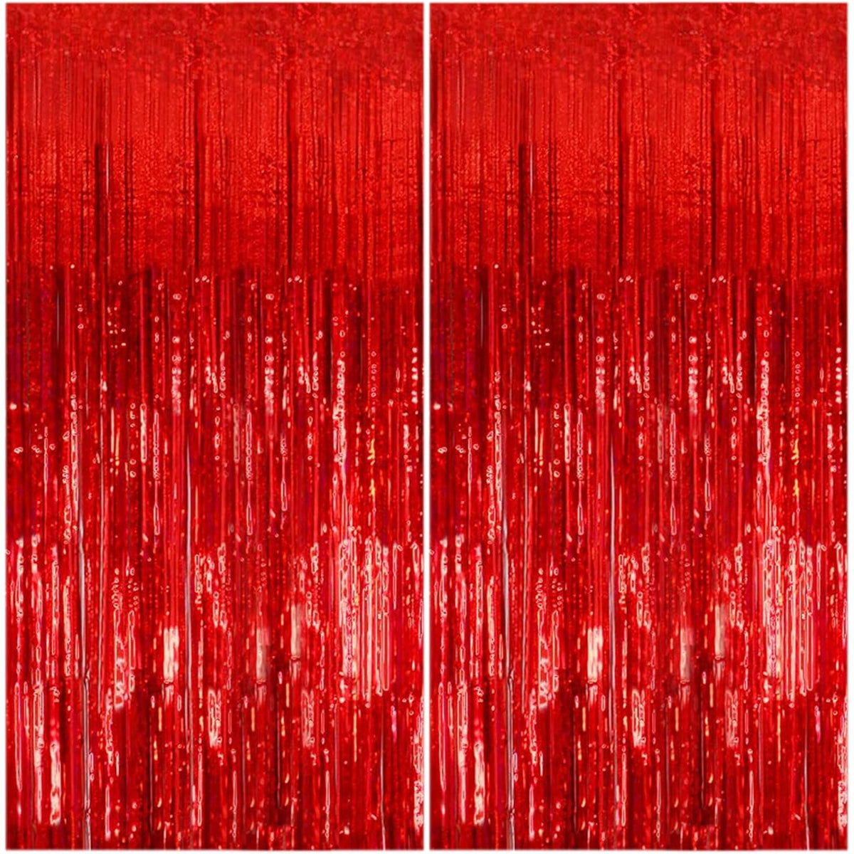 BRAND NEW ~ 2 Pack Red Metallic Foil Tinsel Fringe Curtain Props Backdrops