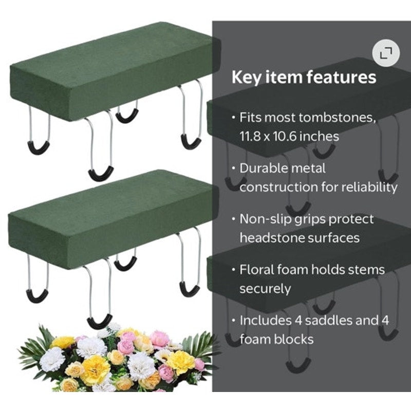 BRAND NEW ~ Set/8 Outdoor Grave Headstone Cemetery Memorial Flower Saddles