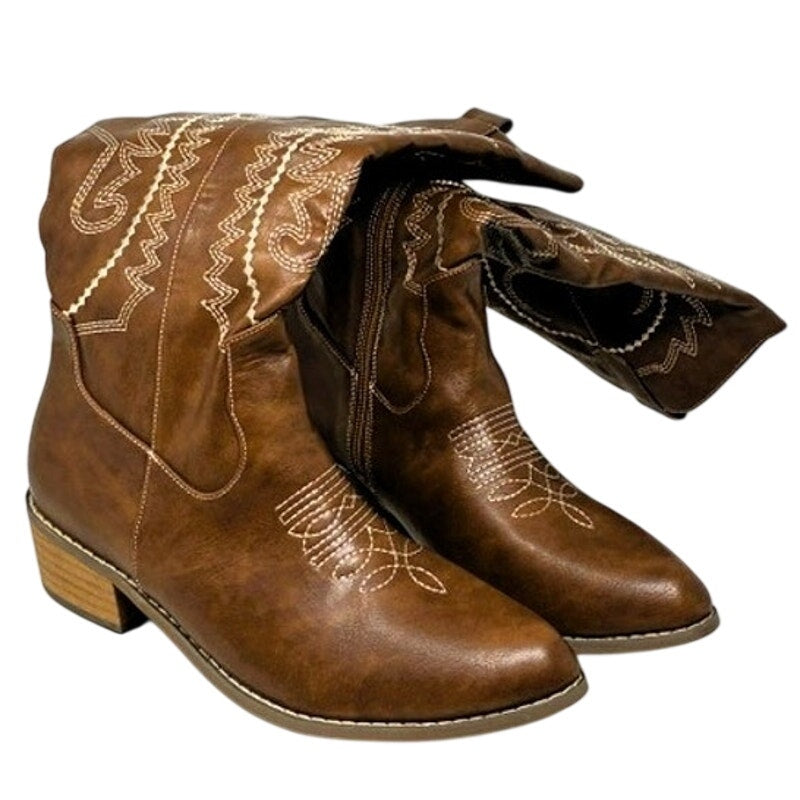 NWT ~ Womens Cowboy Boots Embroidered Western Cowgirl Chunky Heel Boots ~ Size 9