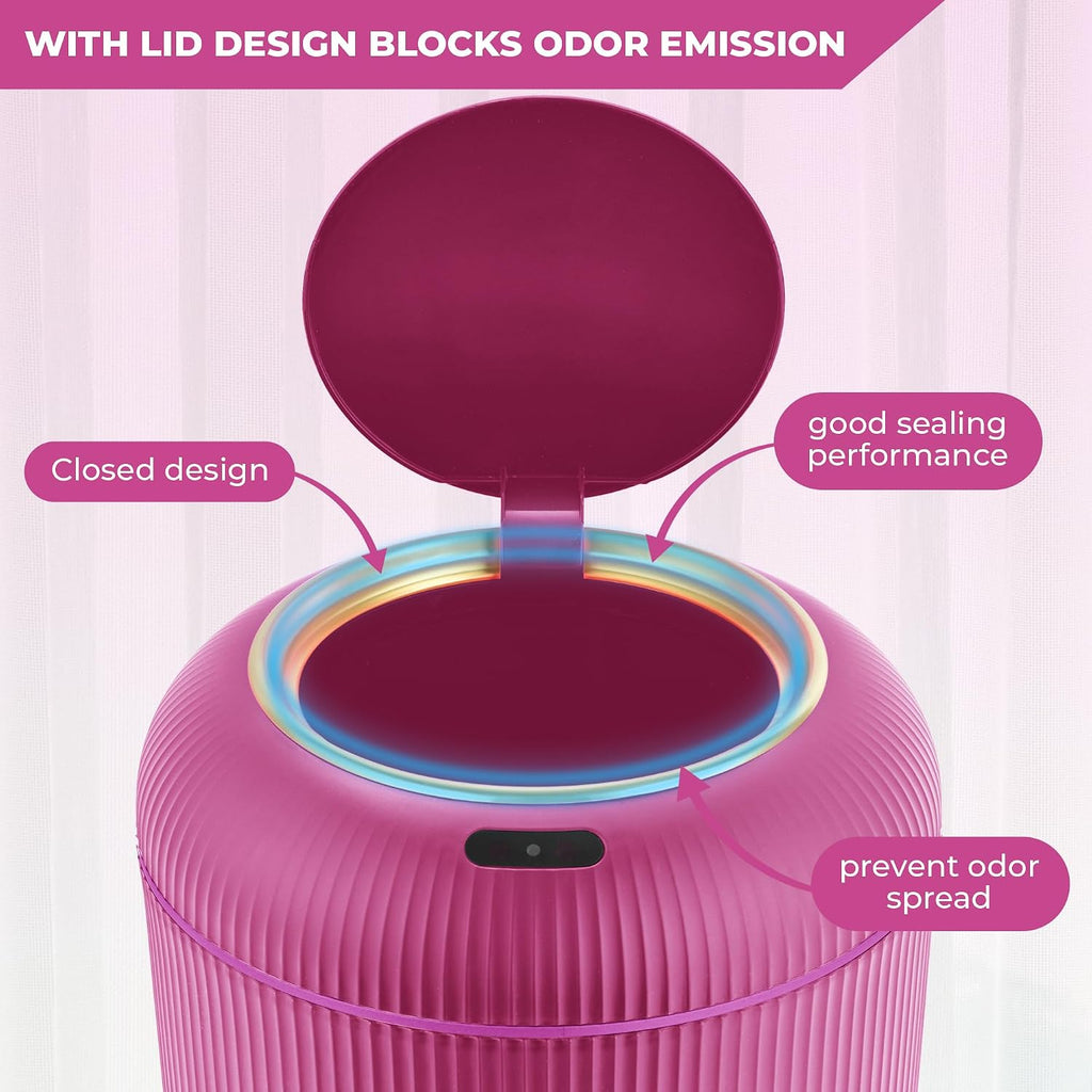 BRAND NEW ~ Bright Pink Smart Sensor Bathroom Wastebasket Small Trash Can