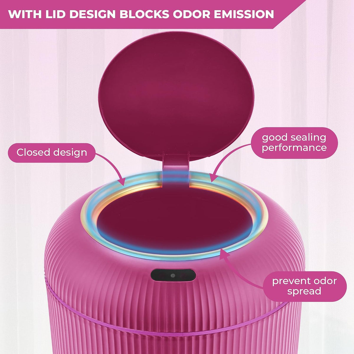BRAND NEW ~ Bright Pink Smart Sensor Bathroom Wastebasket Small Trash Can