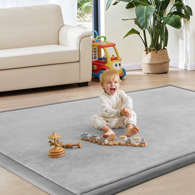 BRAND NEW ~ Light Gray Non Slip Play Mat Area Rug 1.3" Thick Foam ~ 50" x 50"