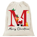 NWT ~ Christmas Santa Claus Monogram "M" Canvas Gift Sack Bag ~ 15" x 13"