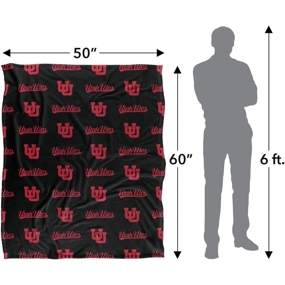 BRAND NEW ~ Official Collegiate UTAH CLogo Pattern Silky Touch Super Soft Blanket