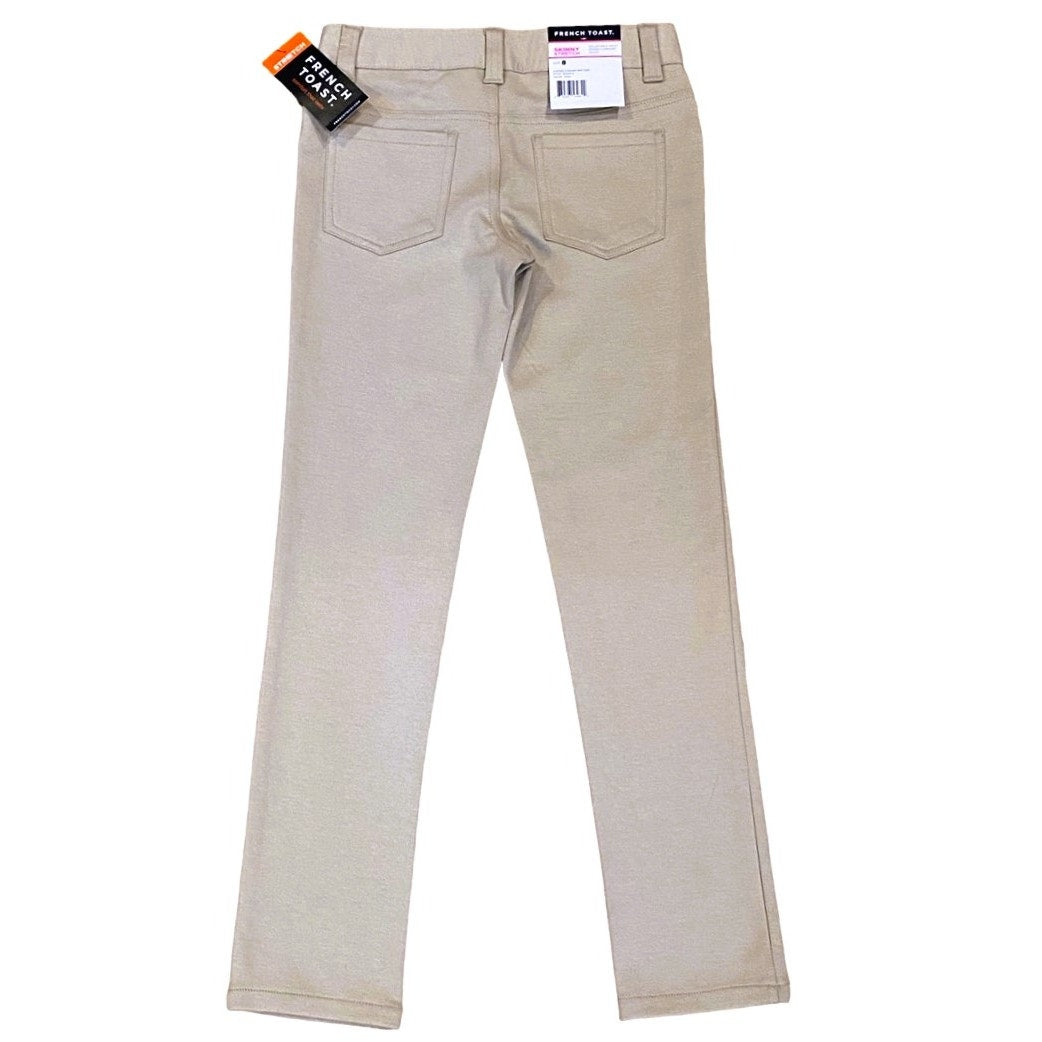 NWT ~ FRENCH TOAST Skinny Tan Knit Adjustable Waist Stretch Pants ~ Girls 8