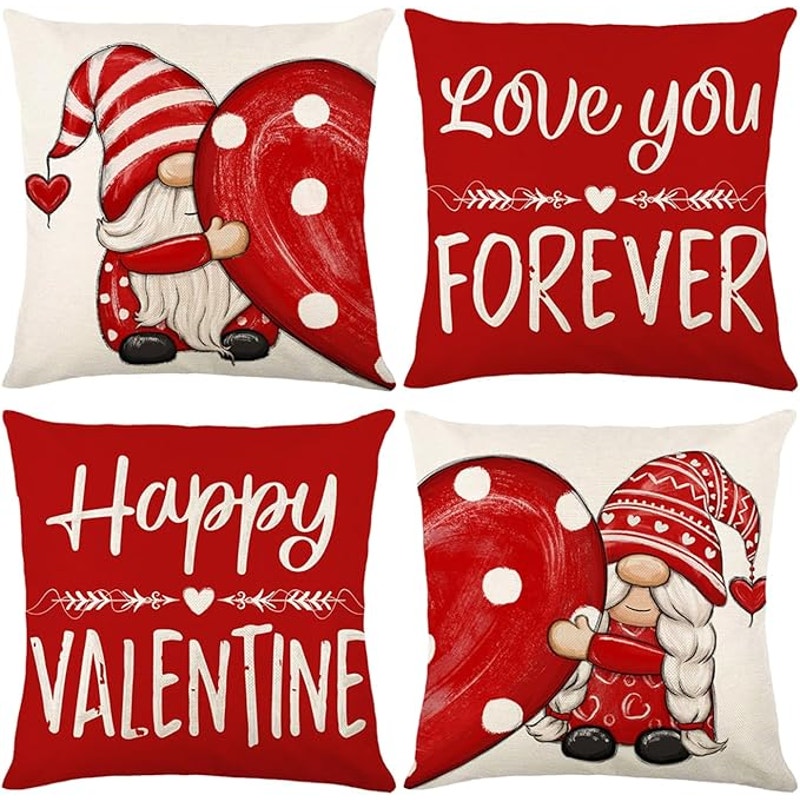 NWT ~ Set/4 Valentine's Day Toss Pillow Cushion Covers ~ 18" x 18"