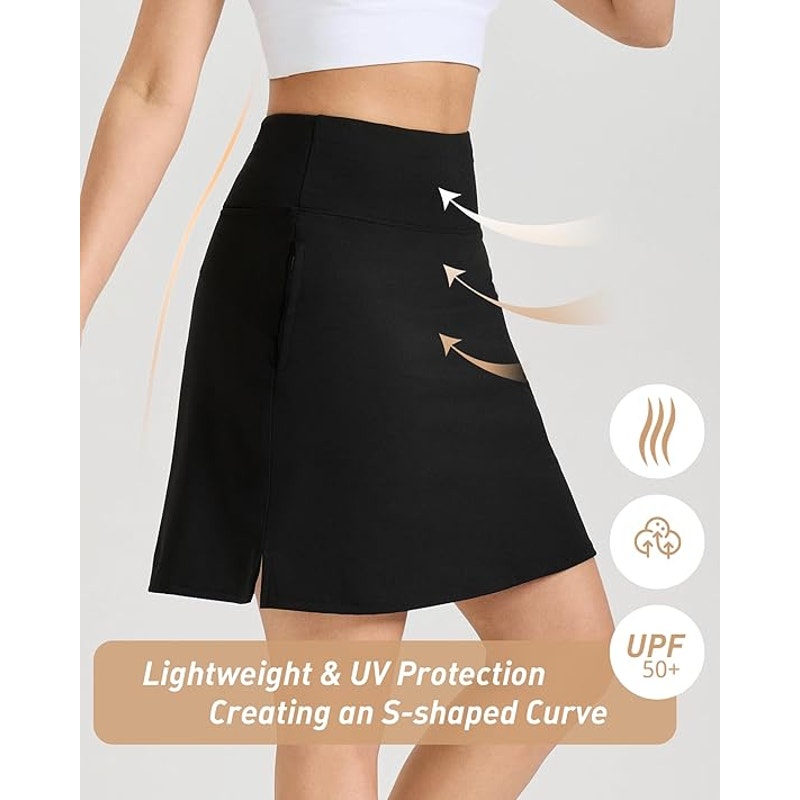 NWT ~ Women's Black 19" Knee Length Skort Pocket Golf Tennis Skirt ~ SMALL