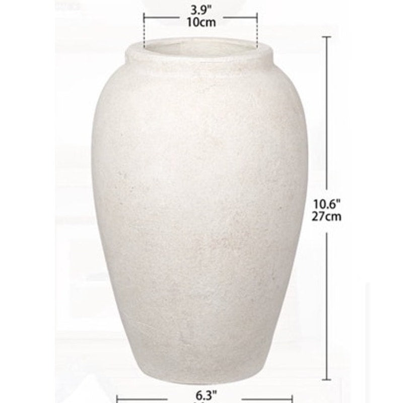 BRAND NEW ~ 10" Handmade Matte White Terracotta Rustic Stoneware Ceramic Vase