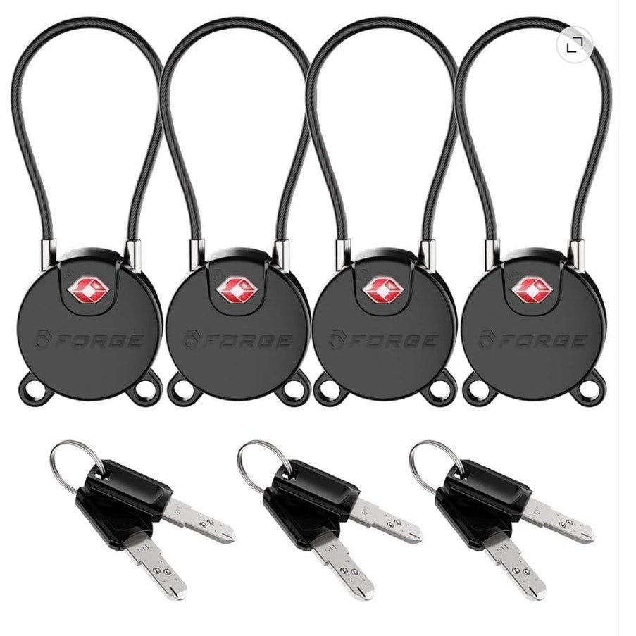 BRAND NEW ~ 4 Pack Black Forge TSA Approved Key Luggage Locks TSA006 Key