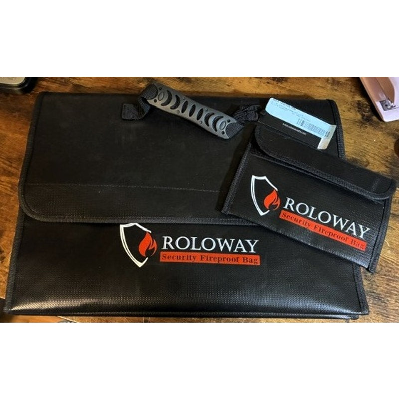 BRAND NEW ~ Large Black Heat Insulated Fireproof Document Bag & Money Pouch