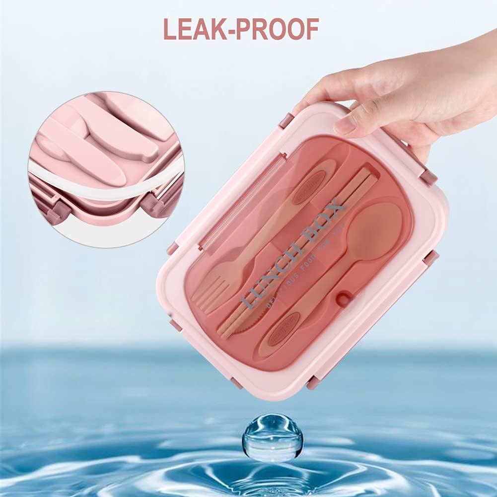 BRAND NEW ~ Pink 1400 ML Leakproof BPA Free Lunch Bento Box Container & Utensils