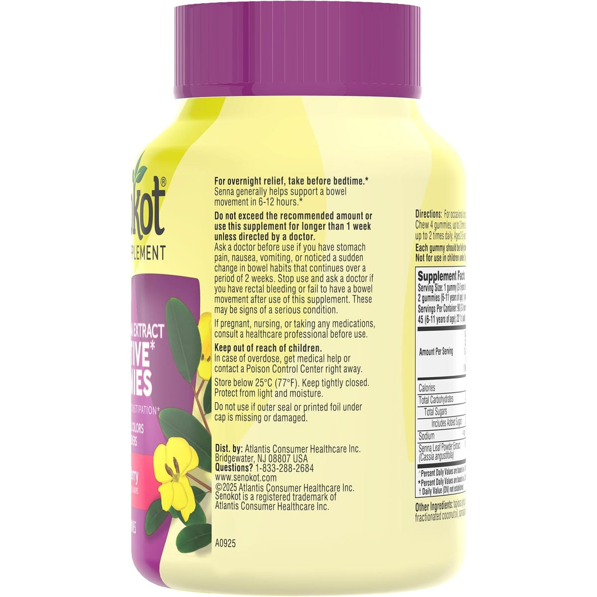BRAND NEW ~ 90 Count Senokot Mixed Berry Dietary Supplement Laxative Gummies