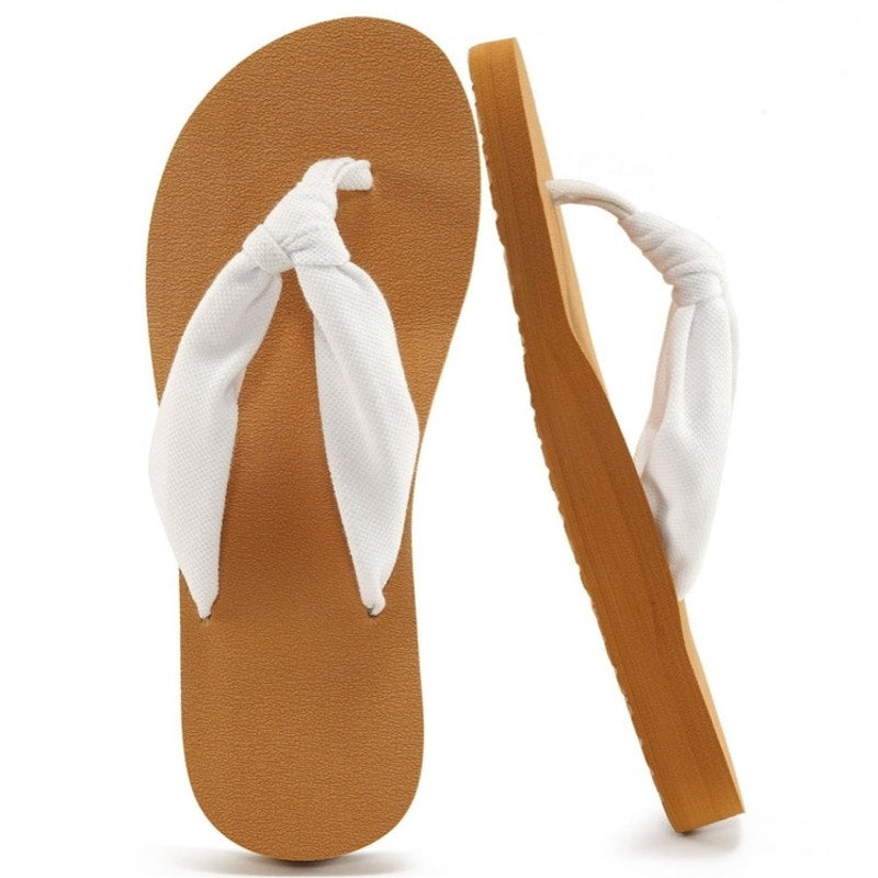 BRAND NEW ~ White Cloth Comfort Beach Summer Flip Flop Thong Sandals ~ 8