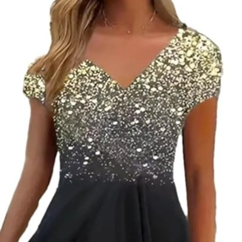 NWT ~ Black Chiffon Dress Casual Short Sleeve Irregular Hem ~ Plus Size 3X