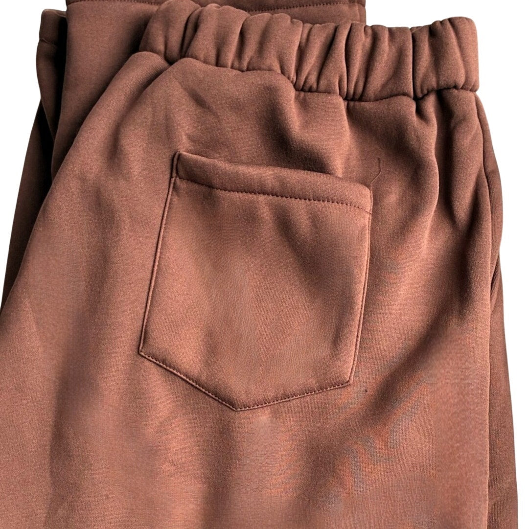 NWT ~ Women's Brown Front & Back Pocket Open Leg Activewear Sweatpants ~ XL