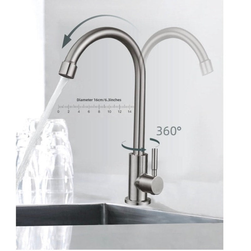 BRAND NEW ~ Cold Water Only Faucet SUS304 Stainless Steel Faucet Kitchen Sink