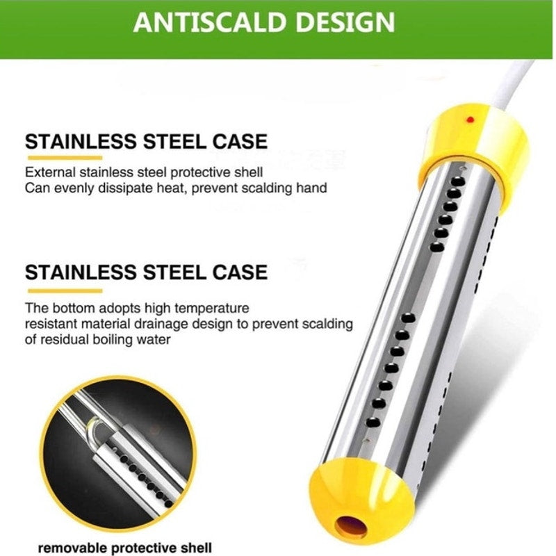 BRAND NEW ~ Yellow 2000W Immersion Portable Submersible Water Heater & Timer