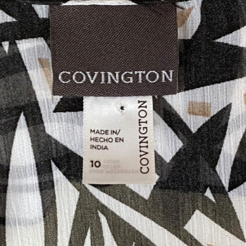 NWT ~ COVINGTON Black & White Chiffon Wrap Ruffle Midi Dress ~ Women's Size 10