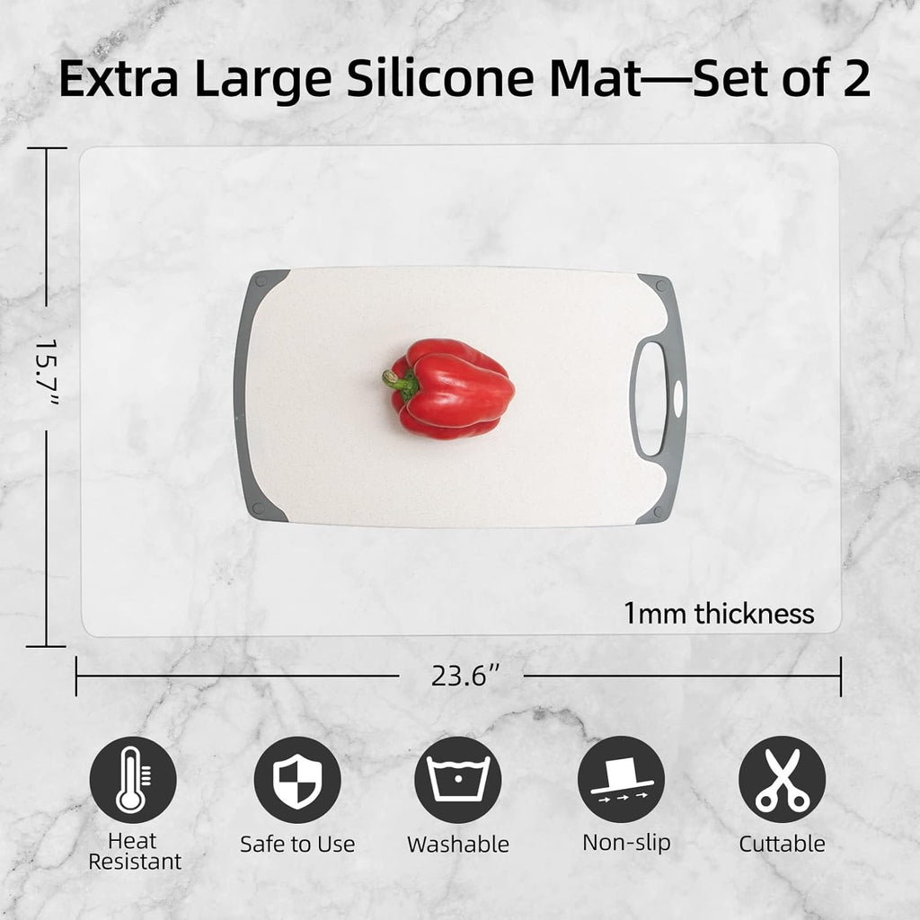 BRAND NEW ~ Set/2 Large Thick Non-Skid Kitchen Counter Silicone Protector Mats