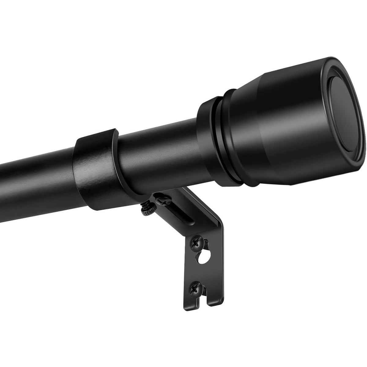 BRAND NEW ~ Set/2 Matte Black Heavy Duty Adjustable Curtain Rods 30-144"