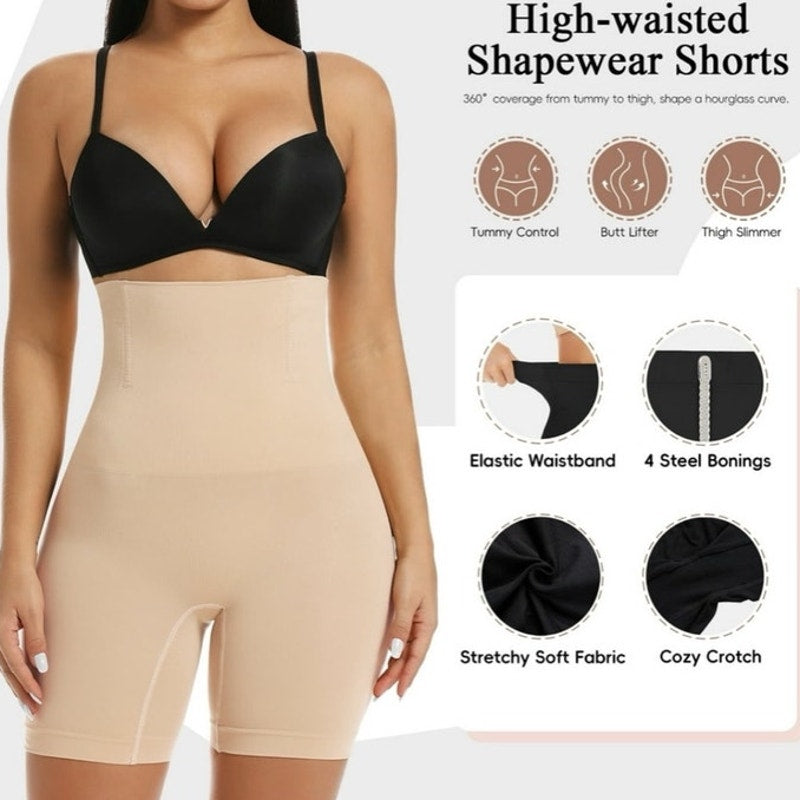 NWT ~ Shapewear High Waist Tummy Control Shorts Body Shaper Thigh Slimmer LARGE
