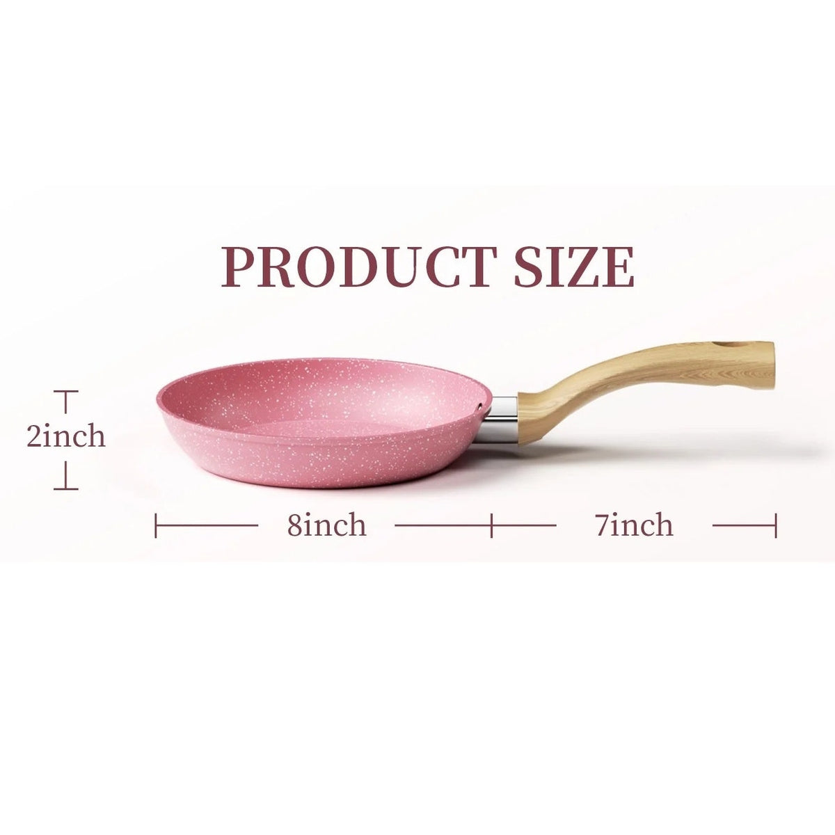 BRAND NEW ~ 8" Pink Nonstick Granite Frying Pan Wood Grained Bakelite Handle