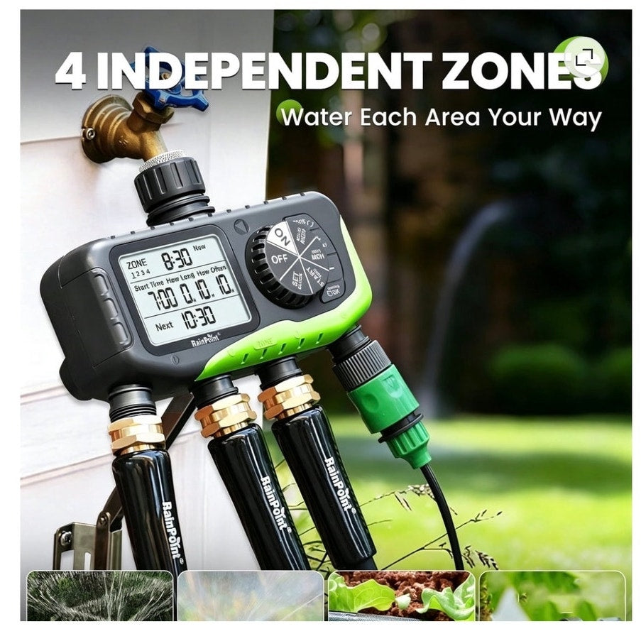 BRAND NEW ~ 4 Outlets Garden Hose Water Timer Programmable Watering Sprinkler
