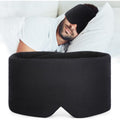NWT ~ Soft Black Sleep Mask Blindfold & Earplugs Night Travel ~ Velcro Closure