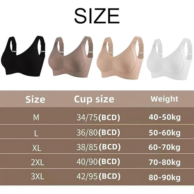 NWT ~ Ivory Cream Ribbed Push Up Adjustable Wireless Invisible Lift Bra ~ XL