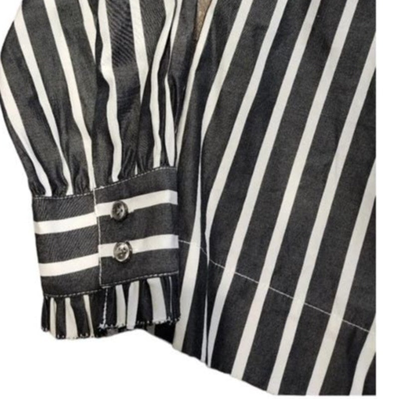 NWT ~ J.CREW Off The Shoulders Black & White Striped Blouse ~ Women's Size XXS